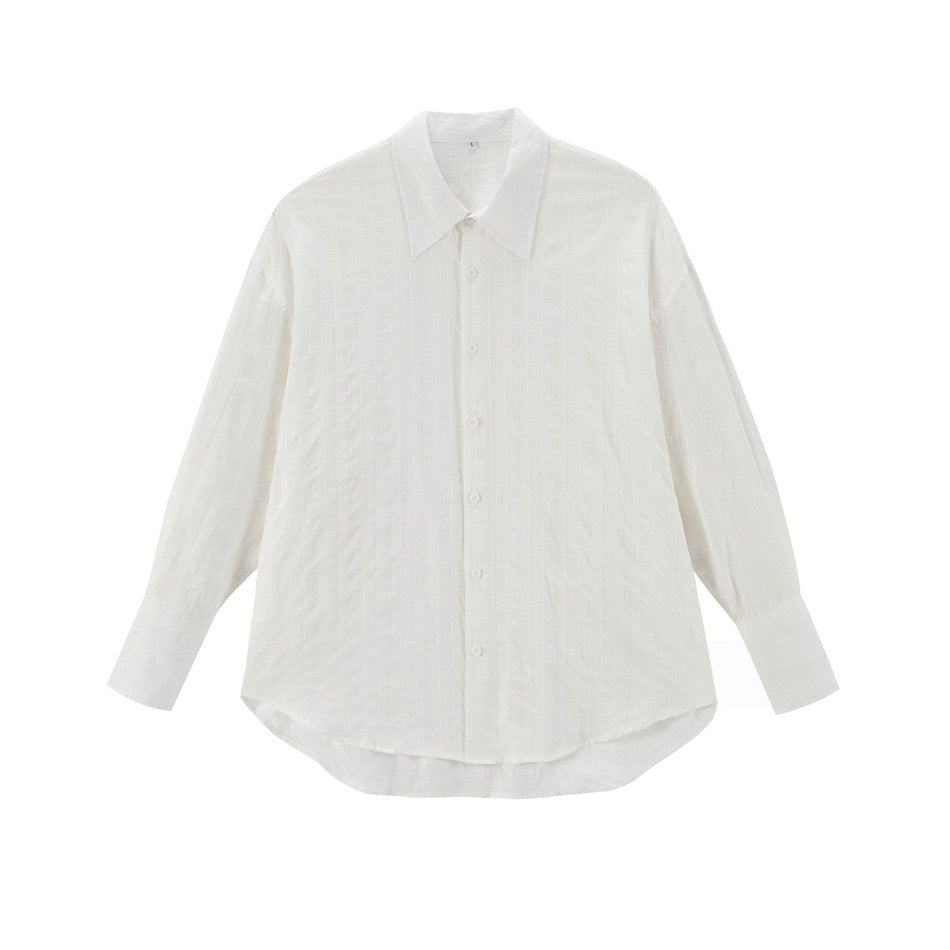 Rovaday Women's White Oversized Long Sleeve Button-Front Cotton Shirt