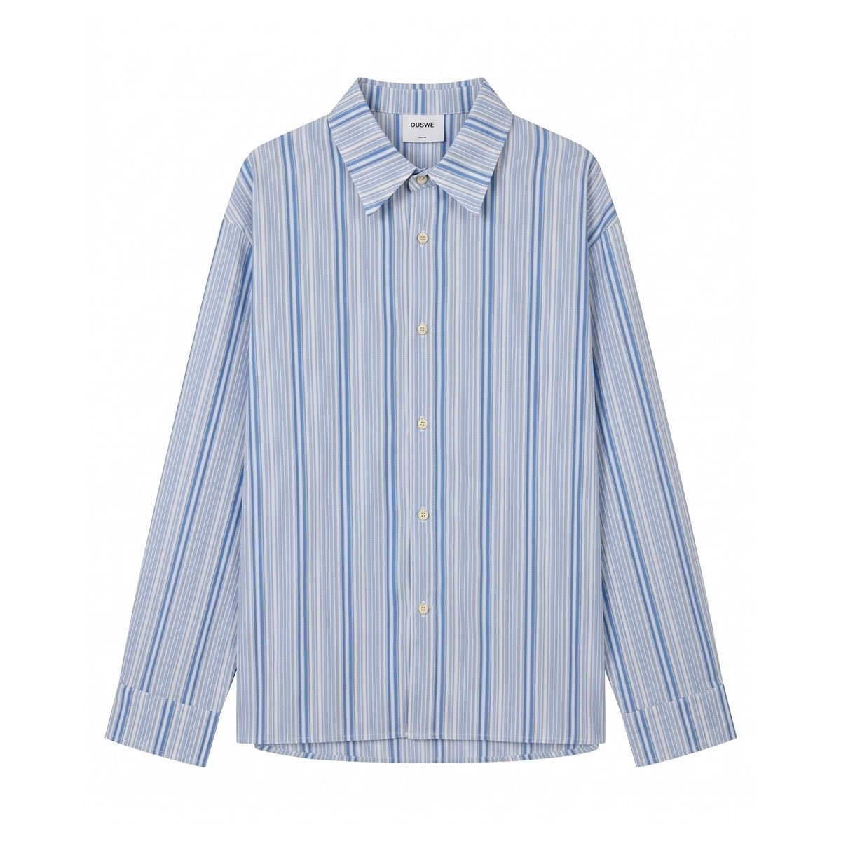 Rovaday Men's Blue Striped Long-Sleeve Button-Front Shirt