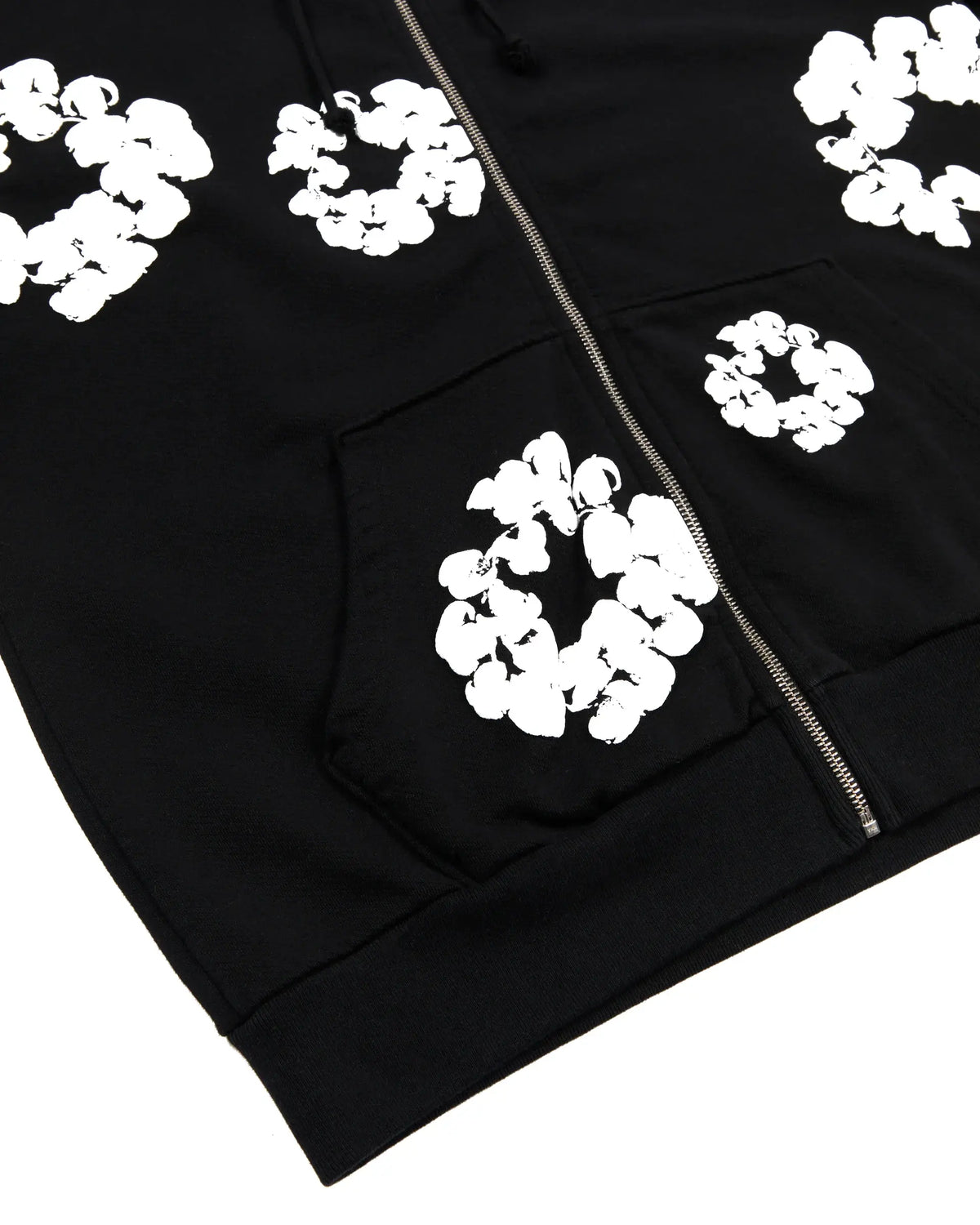 Denim Tears Cotton Wreath Zip Hoodie - Black / White