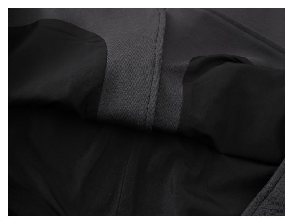 Close-up of the garment's dark interior and seam construction.
