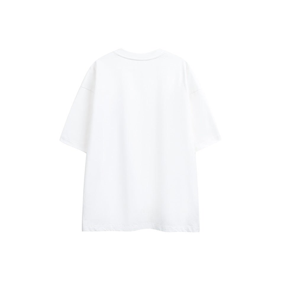 Back view of a plain white oversized short-sleeve T-shirt.