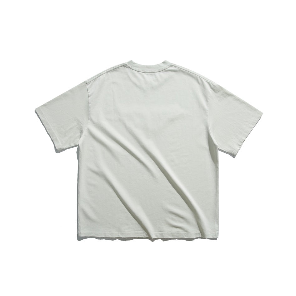 Back view of a pale mint short-sleeve crew-neck T-shirt on a white background.