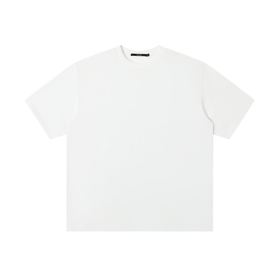 White short-sleeve crew neck T-shirt, front flat lay view