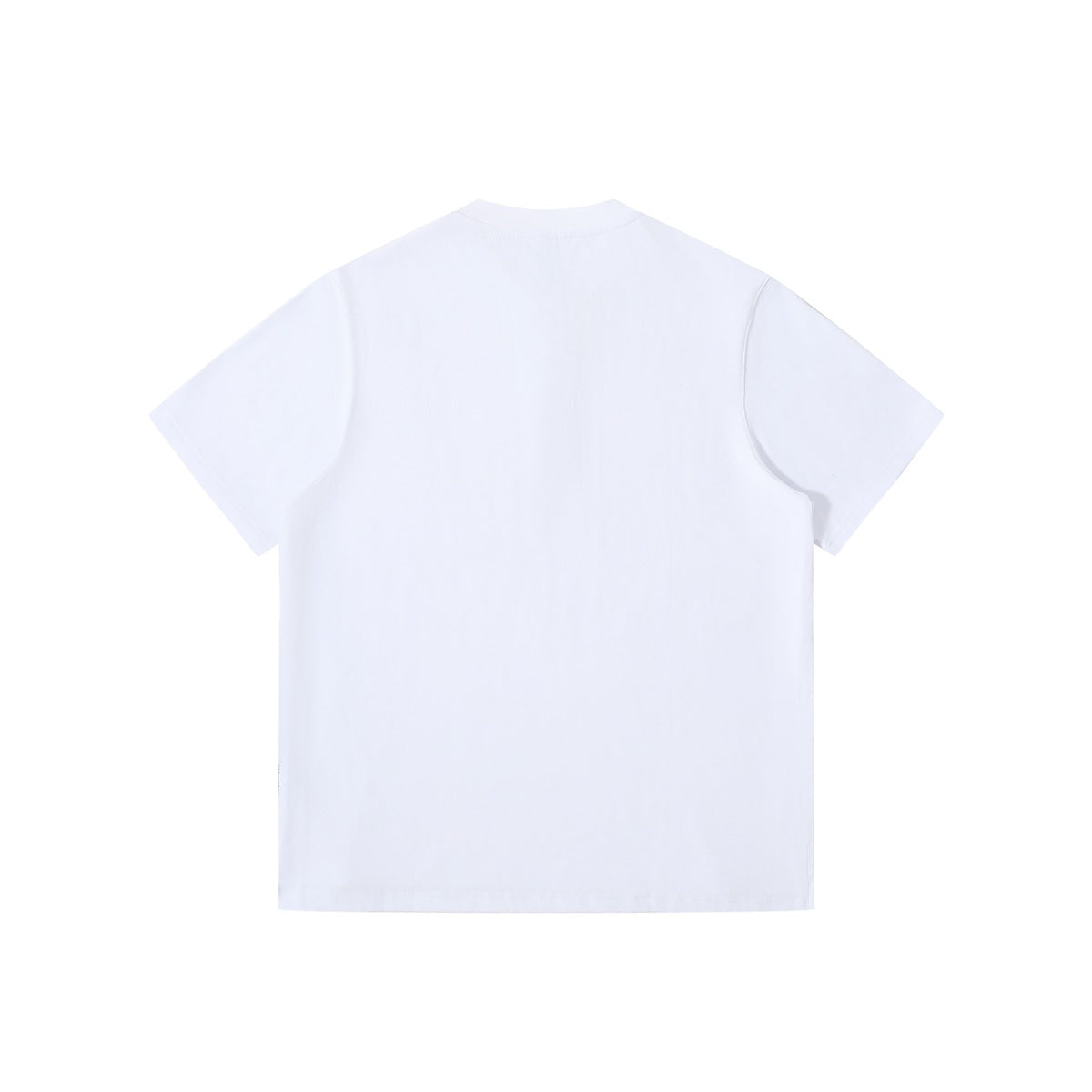 White short-sleeve T-shirt, plain back view with round neckline