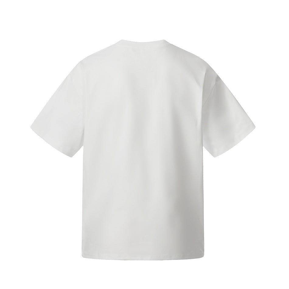 Plain white short-sleeve crew-neck T-shirt shown from the back.
