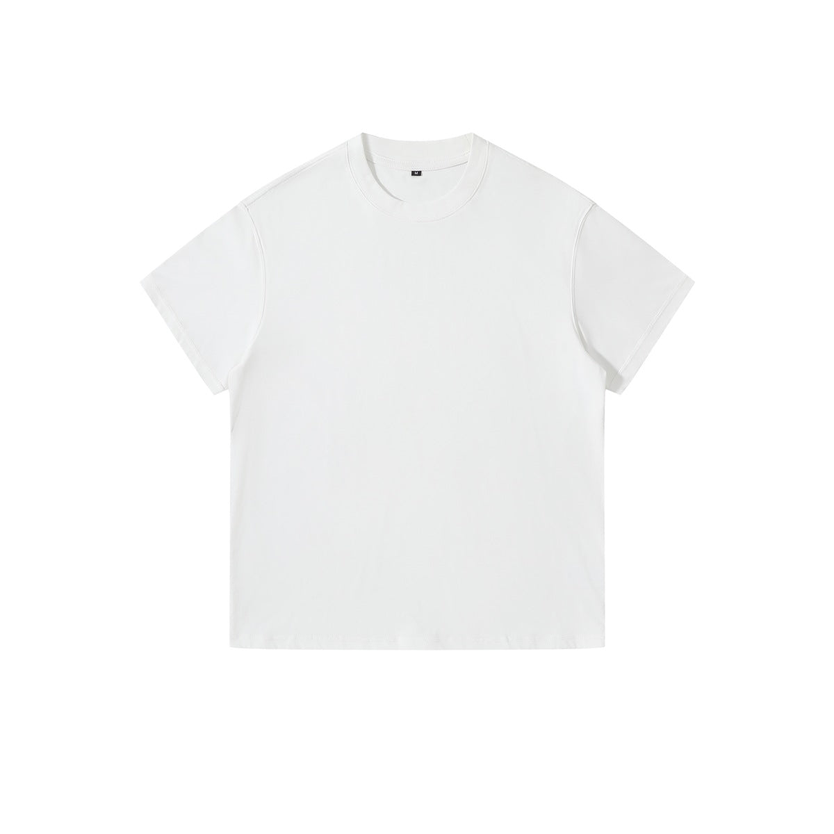 White short-sleeve crew neck T-shirt, flat front view
