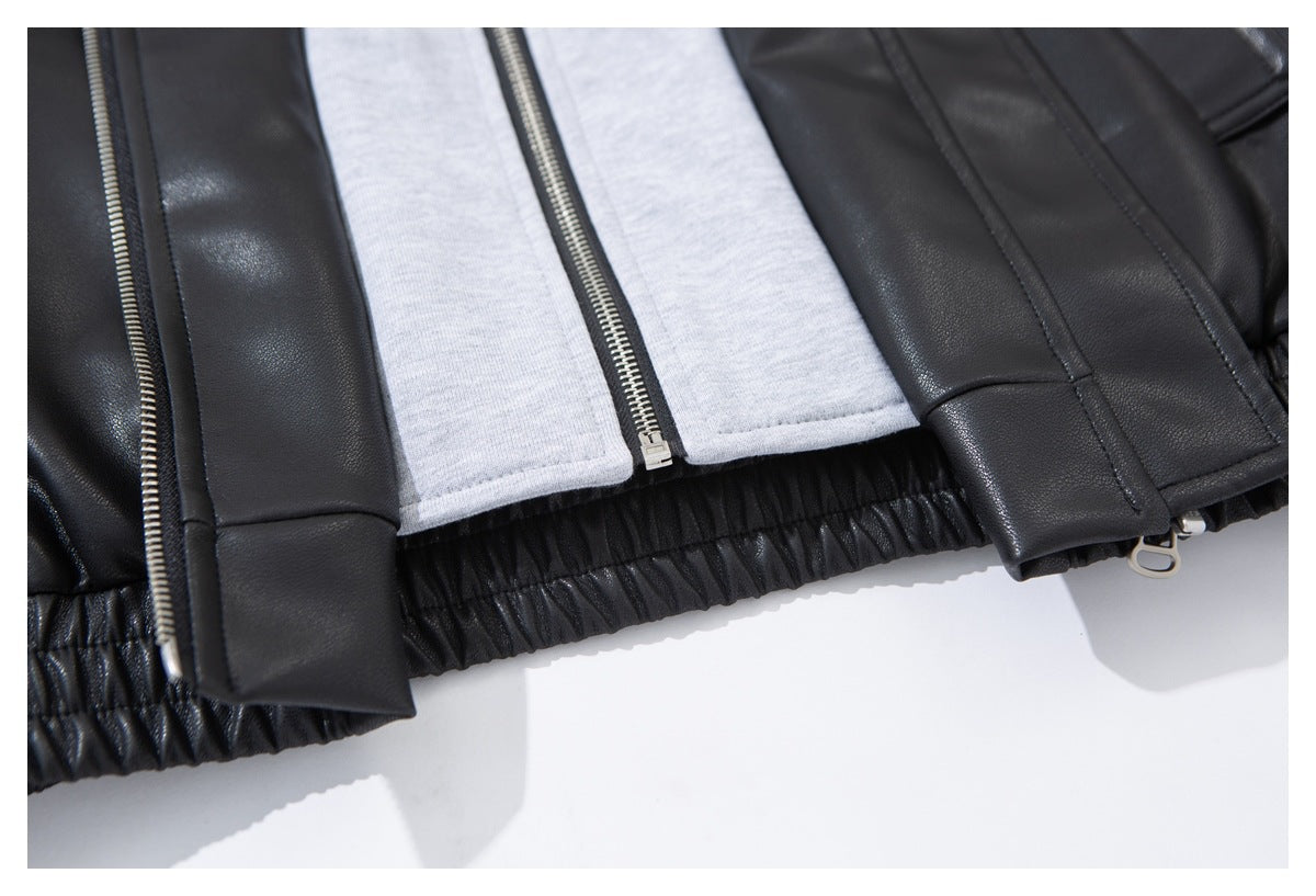 Close-up of the jacket's lower hem, showing gathered elastic and the gray inner layer.