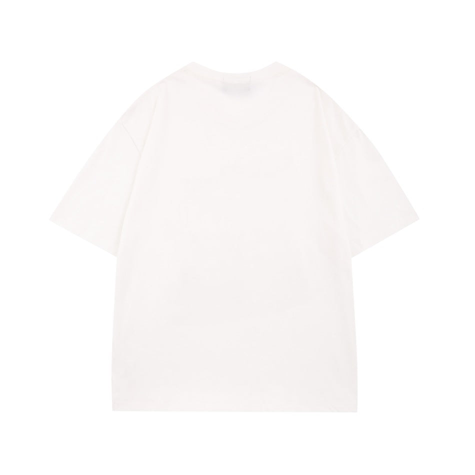 Plain white short-sleeve T-shirt shown from the back on a white background.