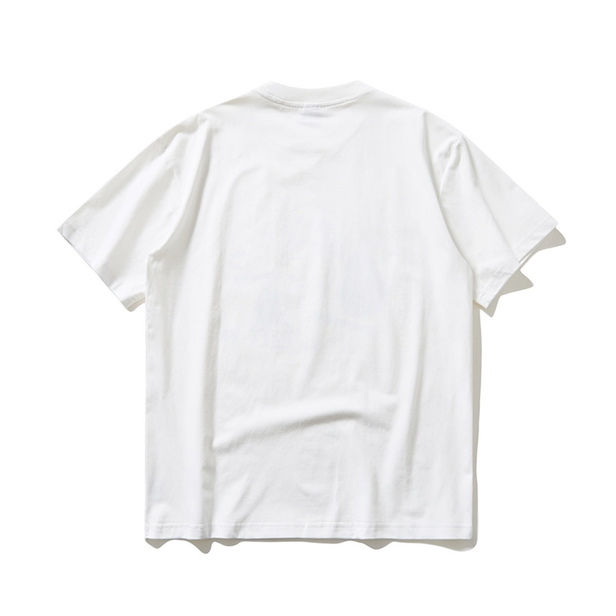 Plain white short-sleeve crew-neck T-shirt shown from the back.