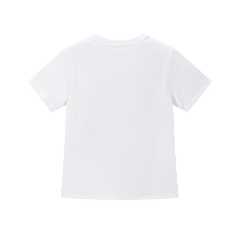 Back view of a plain white short-sleeve crew-neck t-shirt