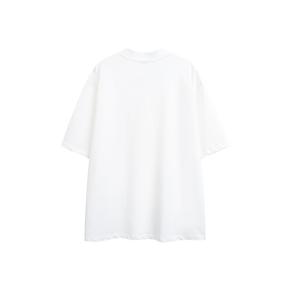 Back view of a plain white oversized short-sleeve T-shirt on a white background.