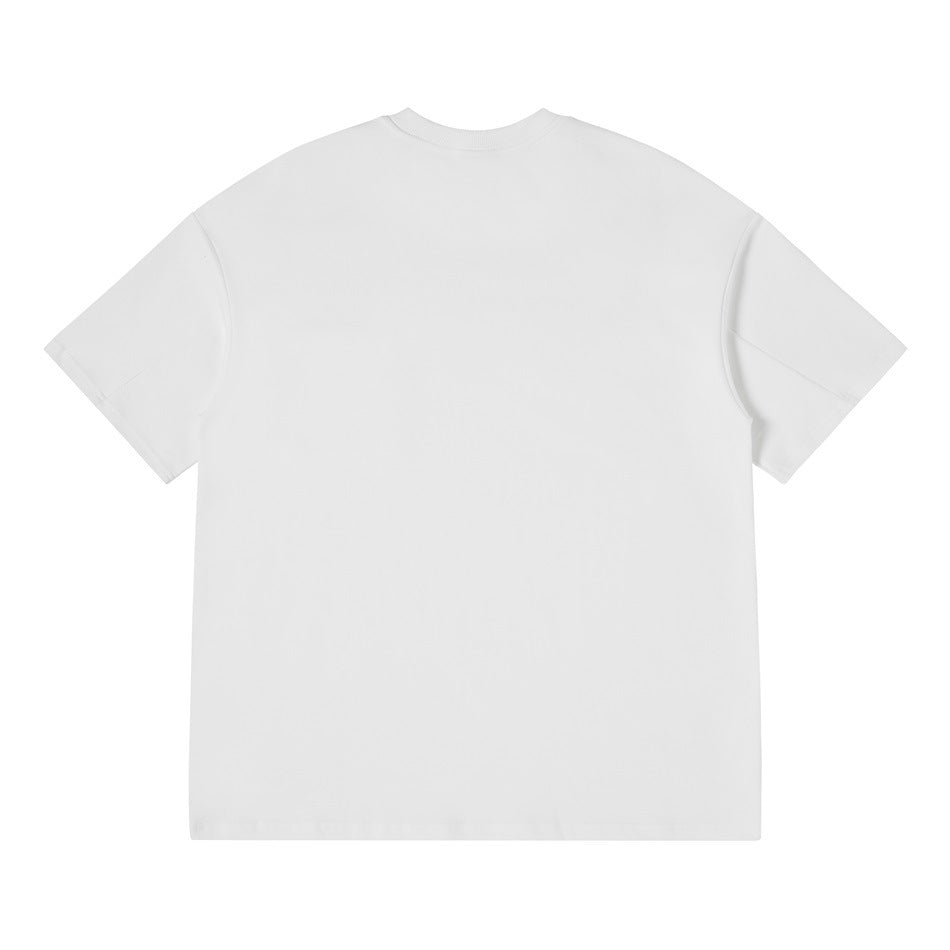Plain white short-sleeve crew-neck T-shirt shown from the back against a white background.