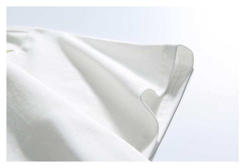 Close-up of a white shirt sleeve edge and stitched hem.