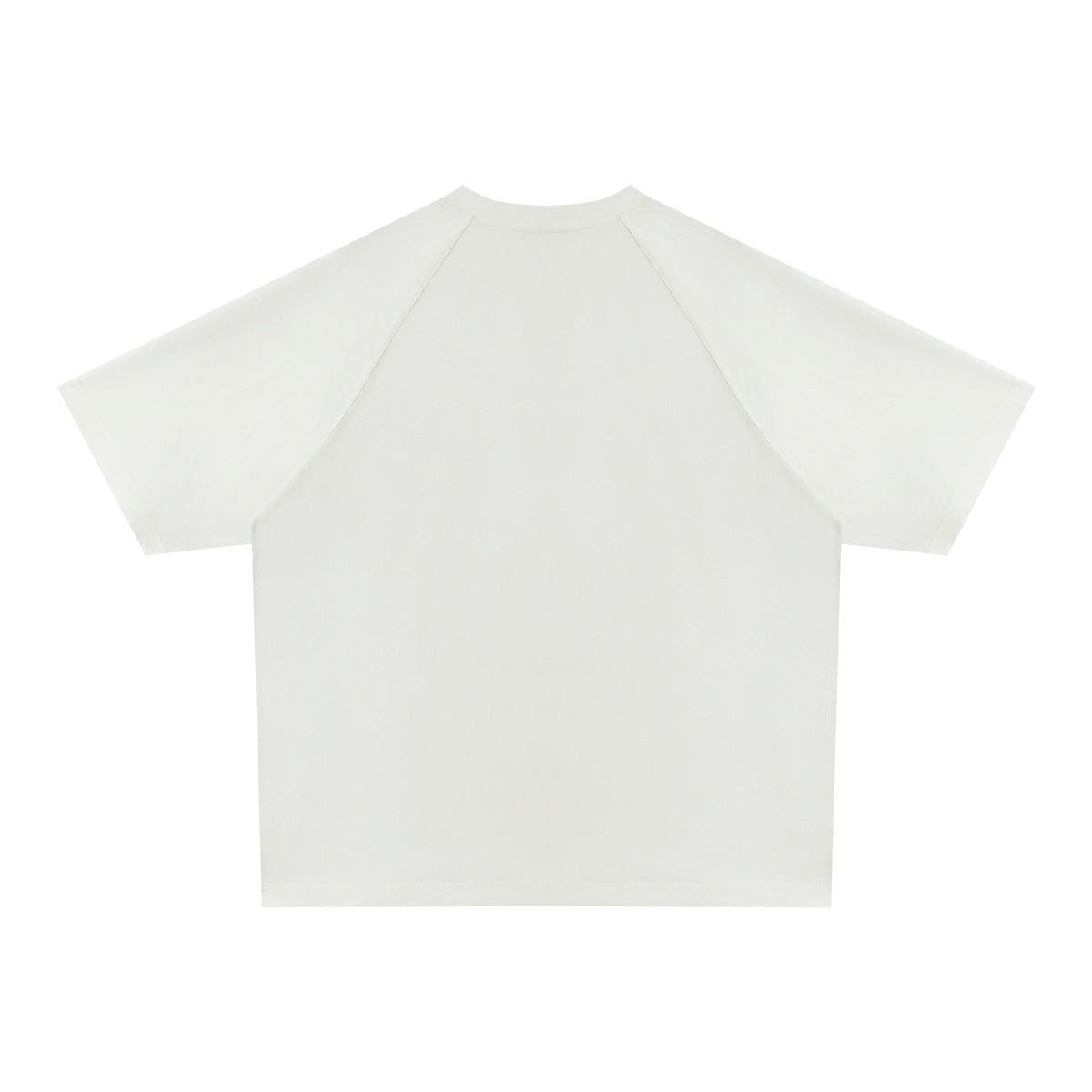 White short-sleeve raglan crew-neck T-shirt laid flat, shown from the front.