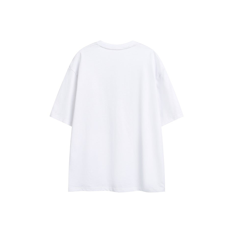 Plain white short-sleeve T-shirt shown from the back against a white background.