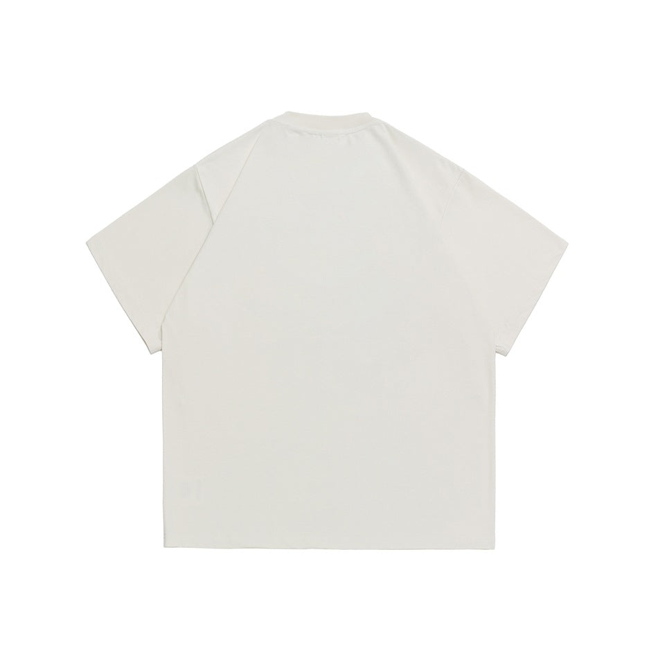 Back view of a plain white short-sleeve crew-neck T-shirt.