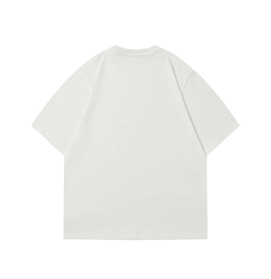 Back view of a white short-sleeve crew-neck T-shirt, shown flat on a white background.