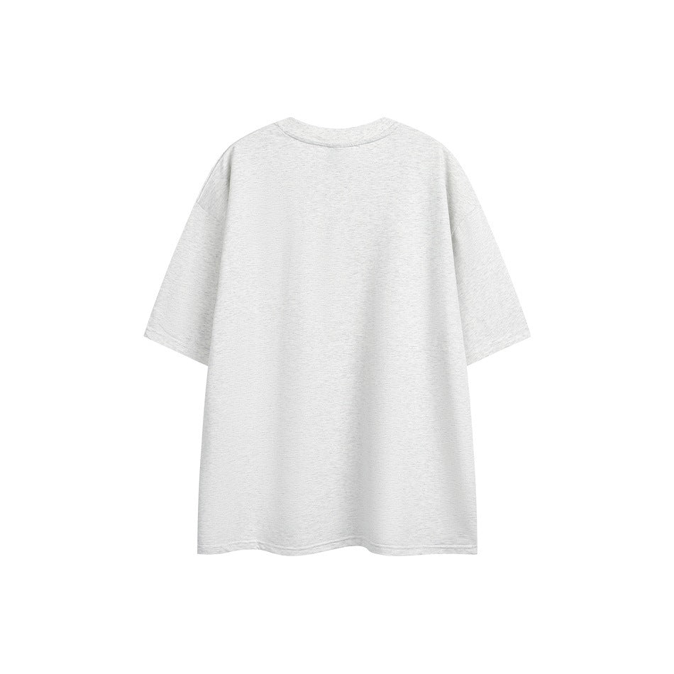 Back view of a plain light gray oversized short-sleeve T-shirt.