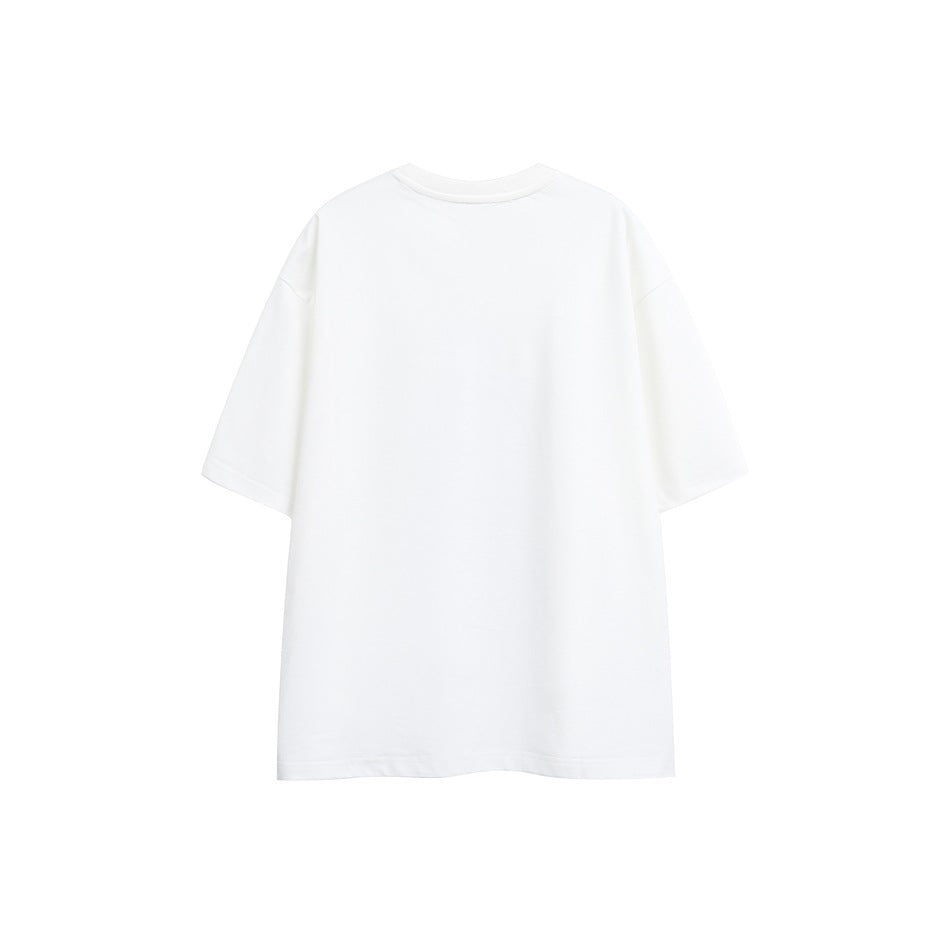 Plain white short-sleeve T-shirt shown from the back on a white background.