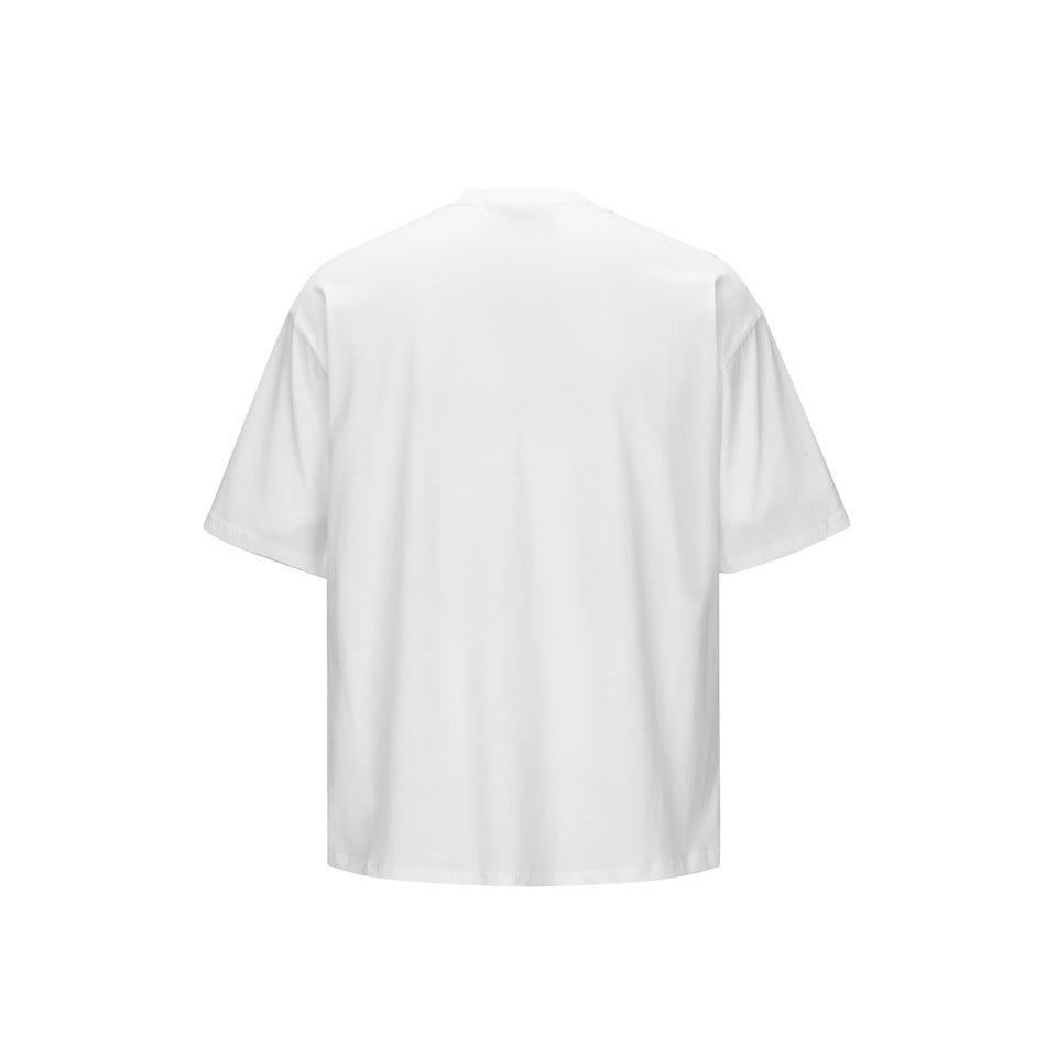 Back view of a plain white short-sleeve crew-neck T-shirt.