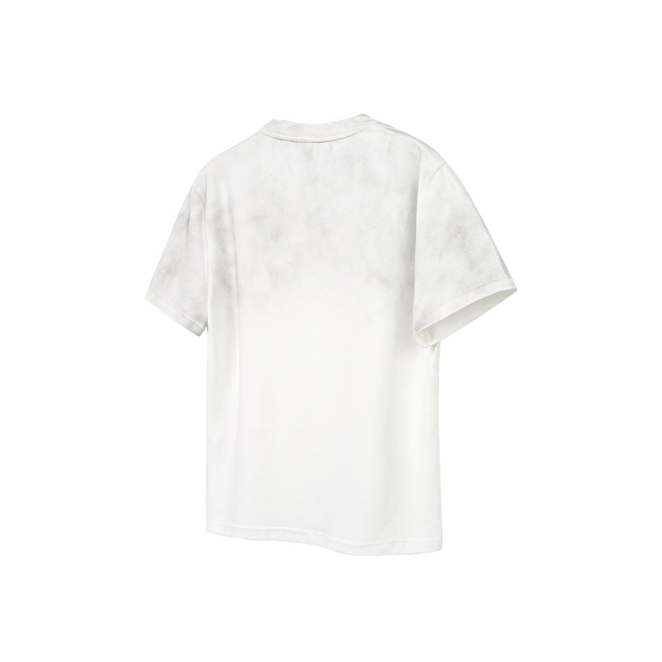 Plain white short-sleeve crew-neck T-shirt shown from the back against a white background.