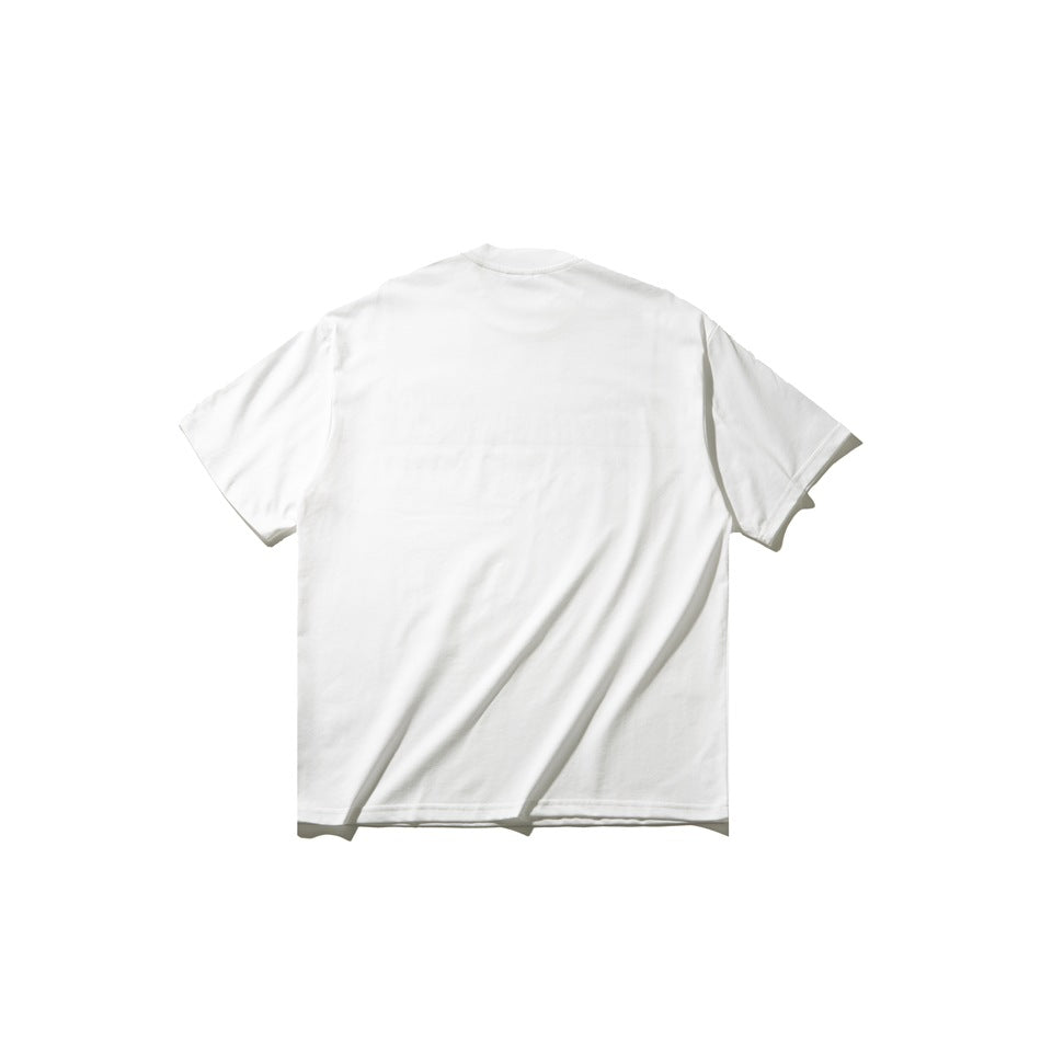 Back view of a plain white short-sleeve crew-neck T-shirt.