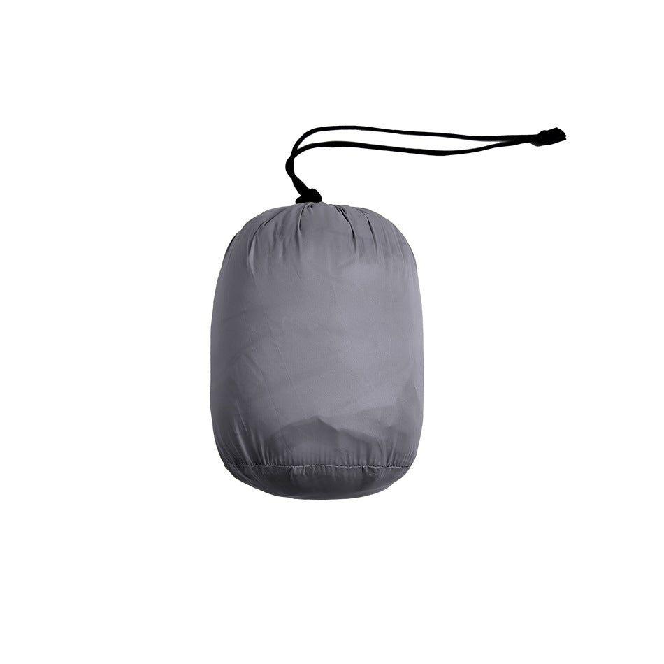 Gray drawstring pouch with a black cord and toggle, shown against a white background.