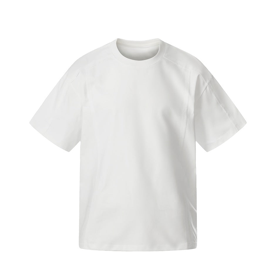 Plain white short-sleeve crew-neck T-shirt shown from the front.