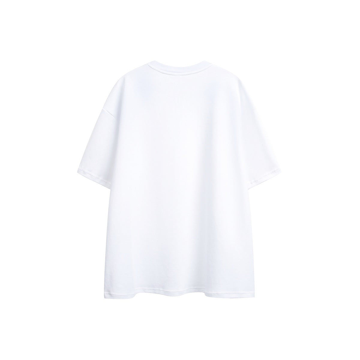 Flat product view of the plain white T-shirt from the back.