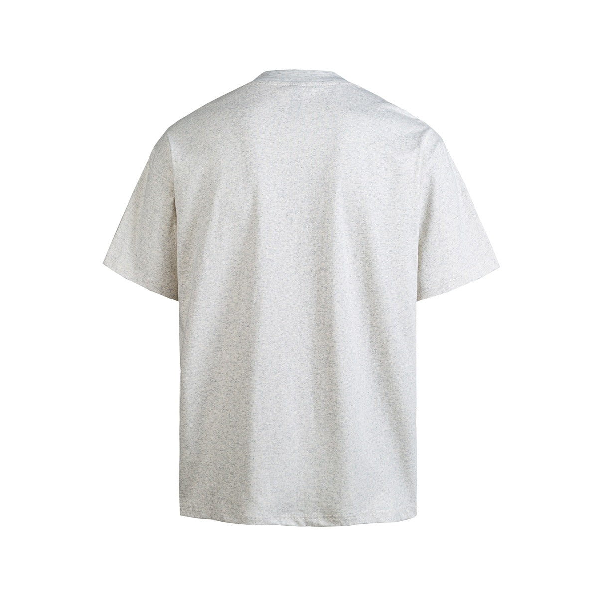 Heathered light gray short-sleeve crew-neck T-shirt, plain back view