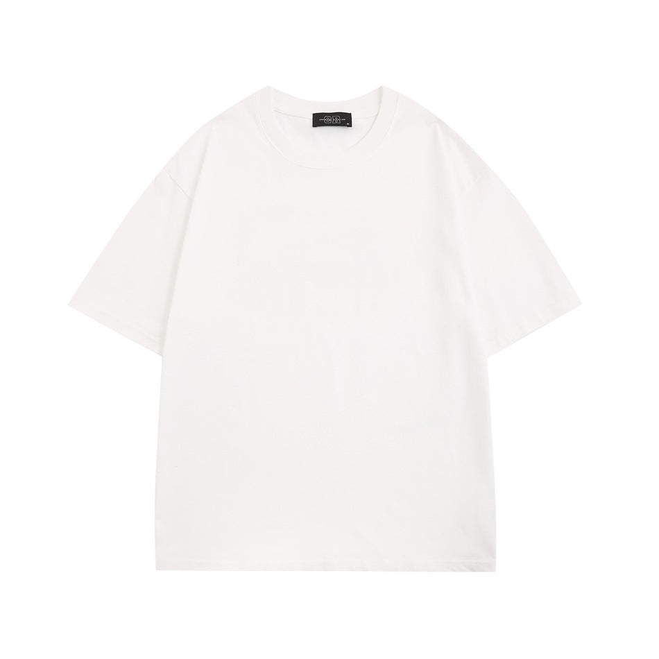 White short-sleeve crew-neck T-shirt, flat-lay front view