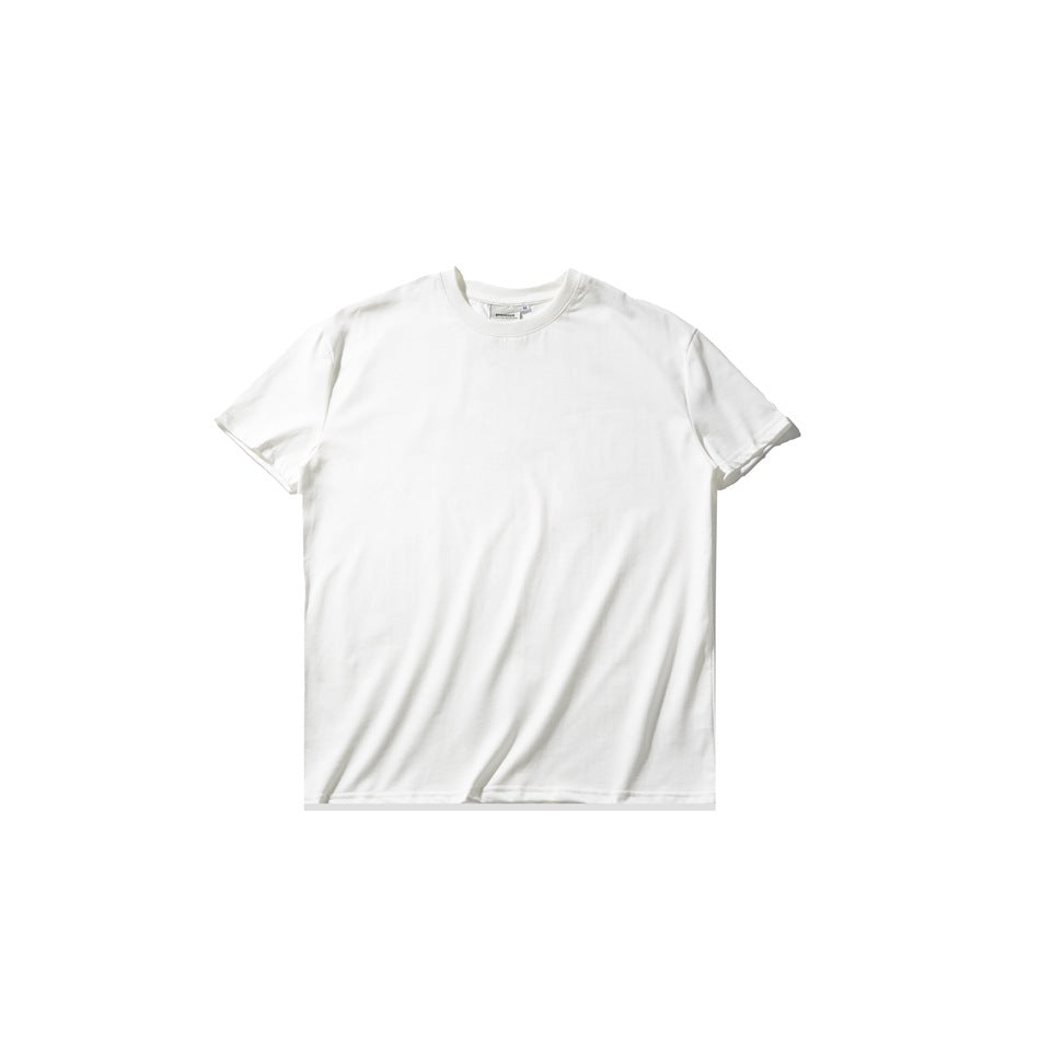 White short-sleeve crew-neck T-shirt laid flat, front view