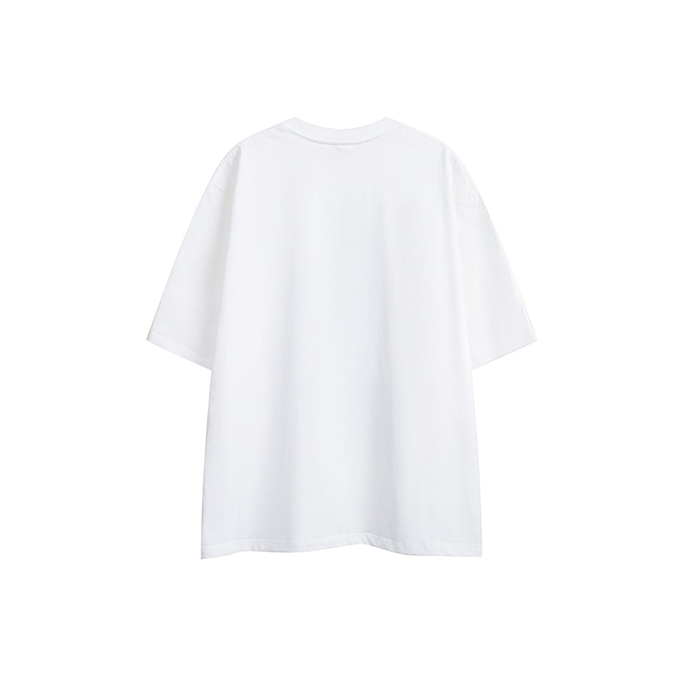 Plain white short-sleeve crew-neck T-shirt shown from the back against a white background.