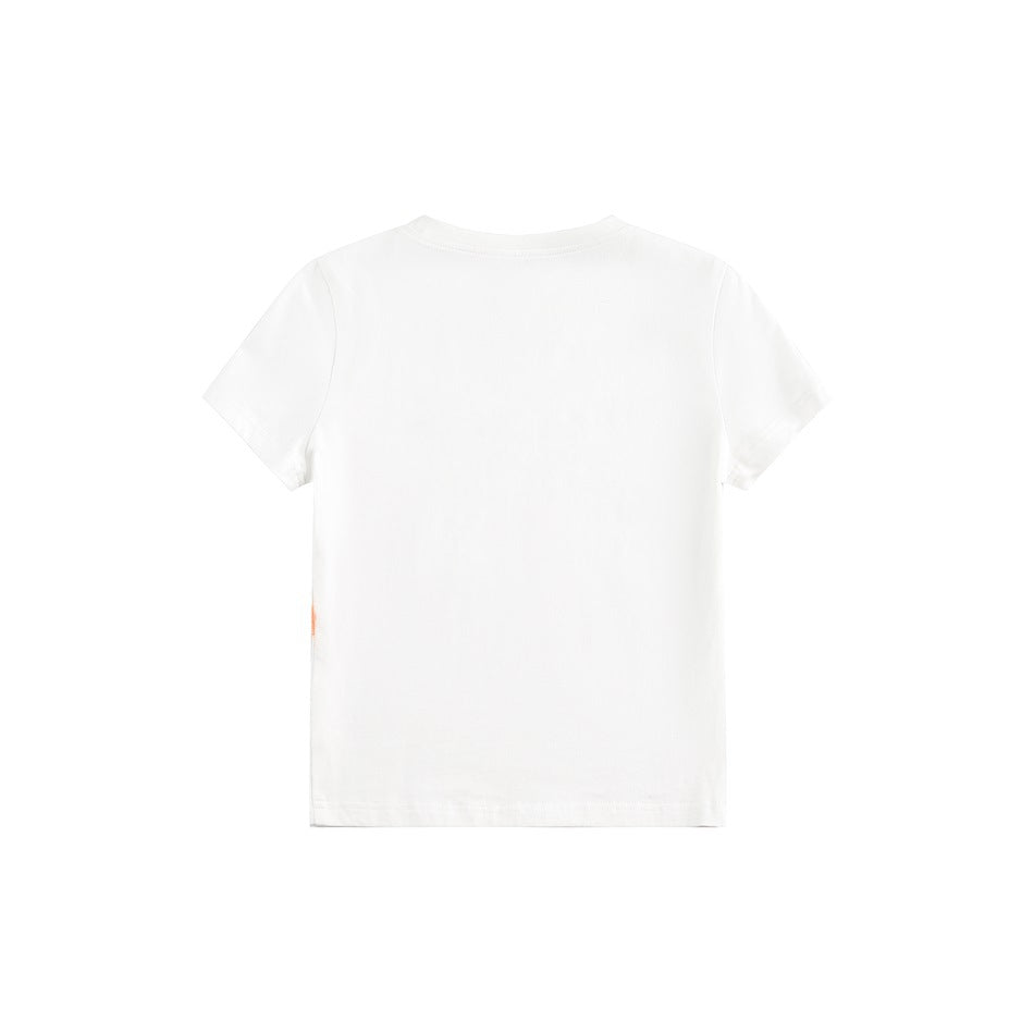 Plain white short-sleeve T-shirt shown from the back on a white background.