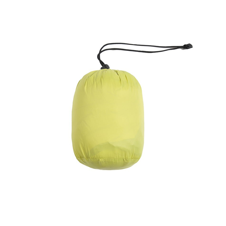 Bright yellow drawstring pouch with a black cord and toggle, shown against a white background.