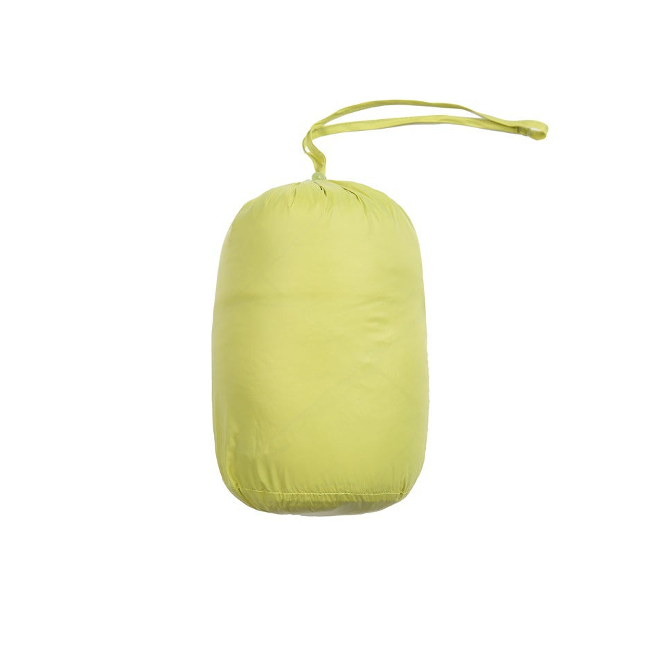 Lime-green fabric storage pouch with a long drawstring loop, shown against a white background.