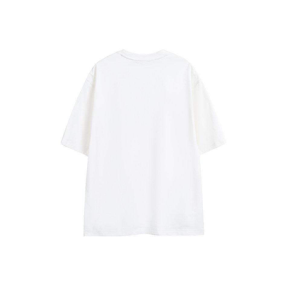 Back view of a plain white short-sleeve crew-neck T-shirt.