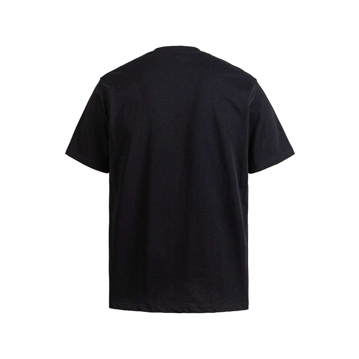 Black short-sleeve crew-neck T-shirt, plain back flat view