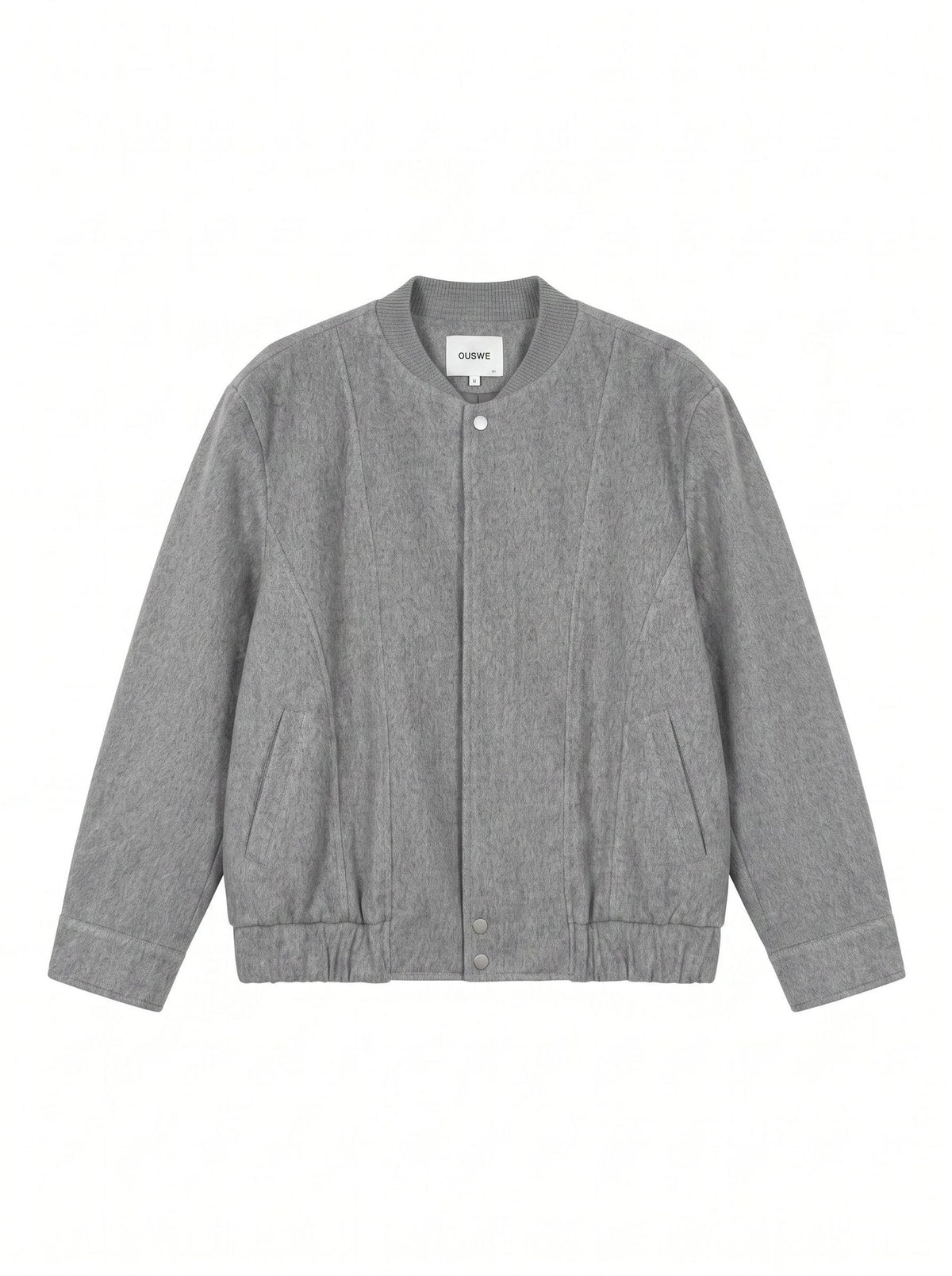 Rovaday Men's Light Gray Bomber Jacket with Ribbed Collar