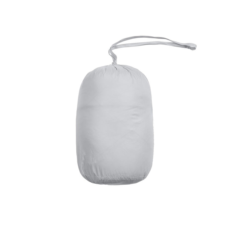 Light gray fabric storage pouch with a long drawstring loop, shown against a white background.