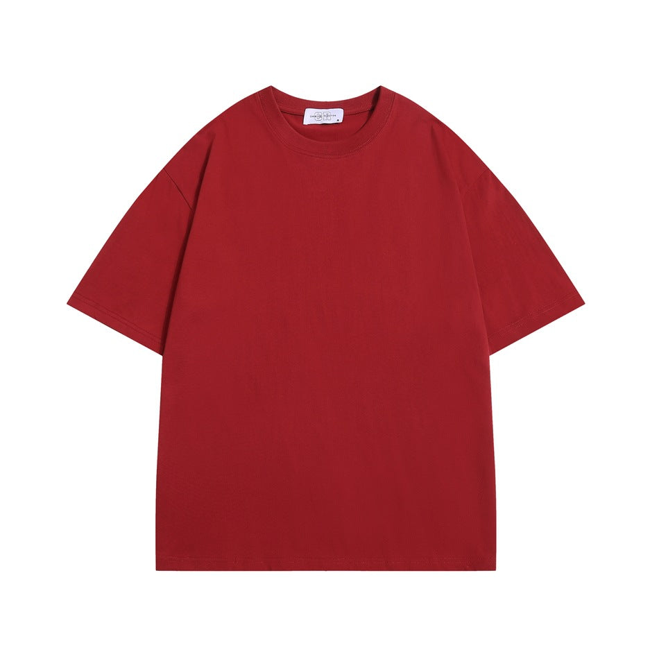 Red short-sleeve crew-neck T-shirt, flat-lay front view