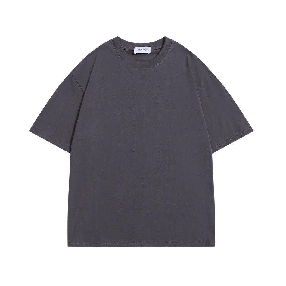 Dark gray short-sleeve crew-neck T-shirt, flat-lay front view