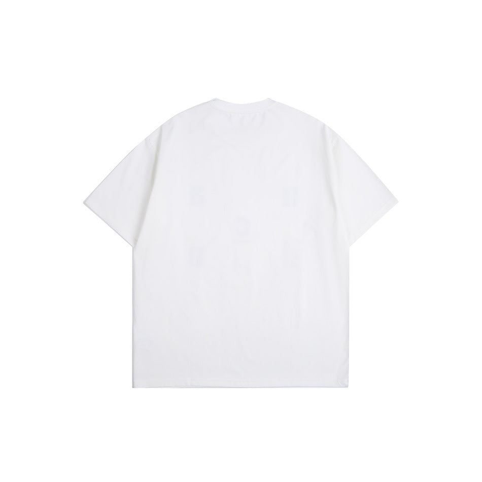 Plain white short-sleeve T-shirt shown from the back.