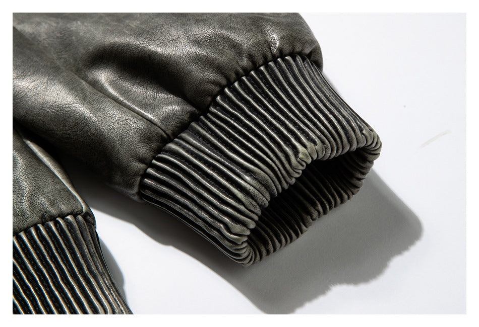 Close-up of the jacket's ribbed sleeve cuff and textured material.