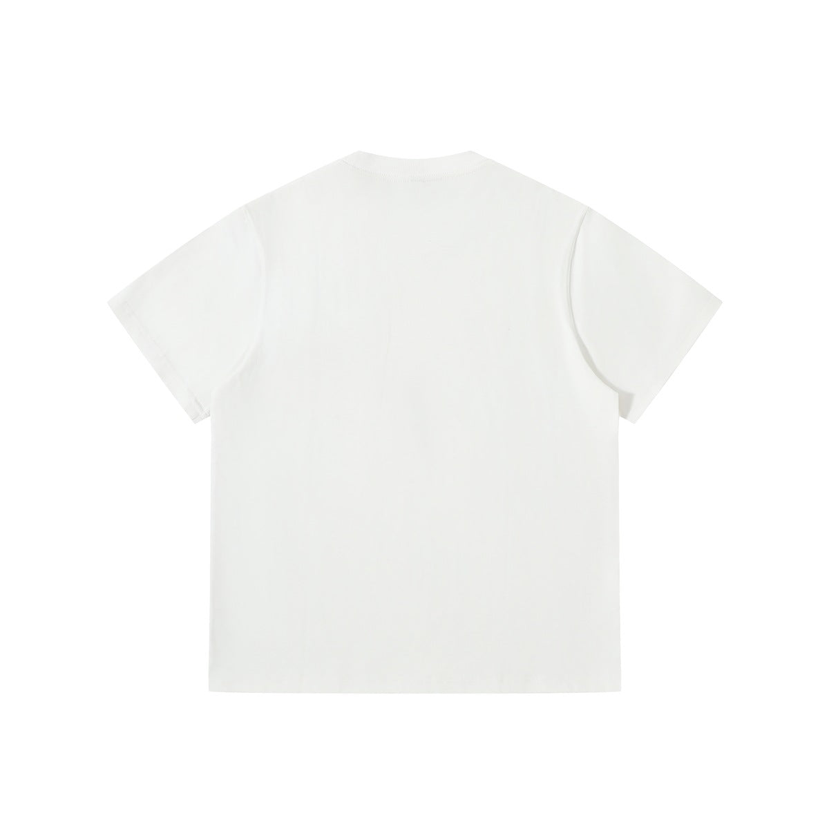 Plain white short-sleeve crew-neck T-shirt shown from the back.