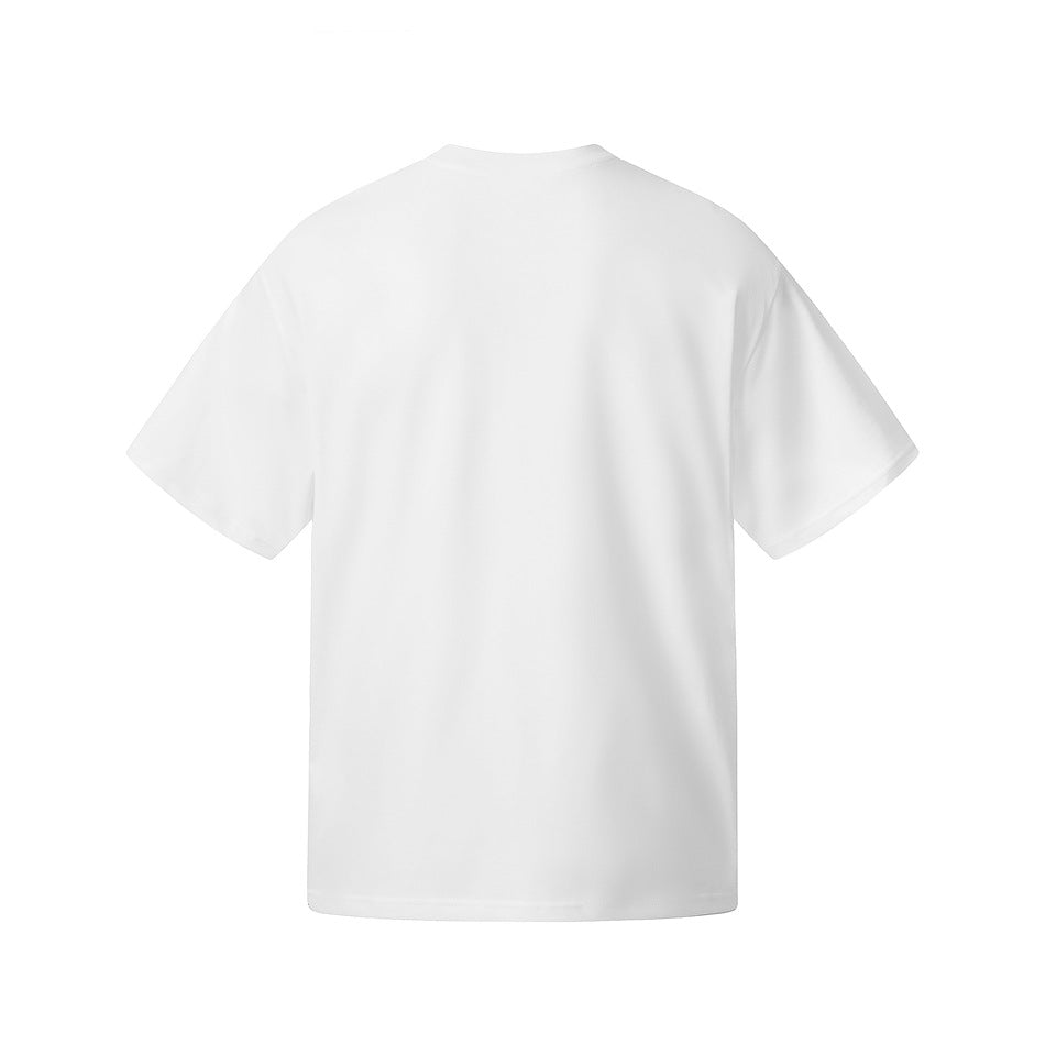 Plain white short-sleeve T-shirt shown from the back against a white background.