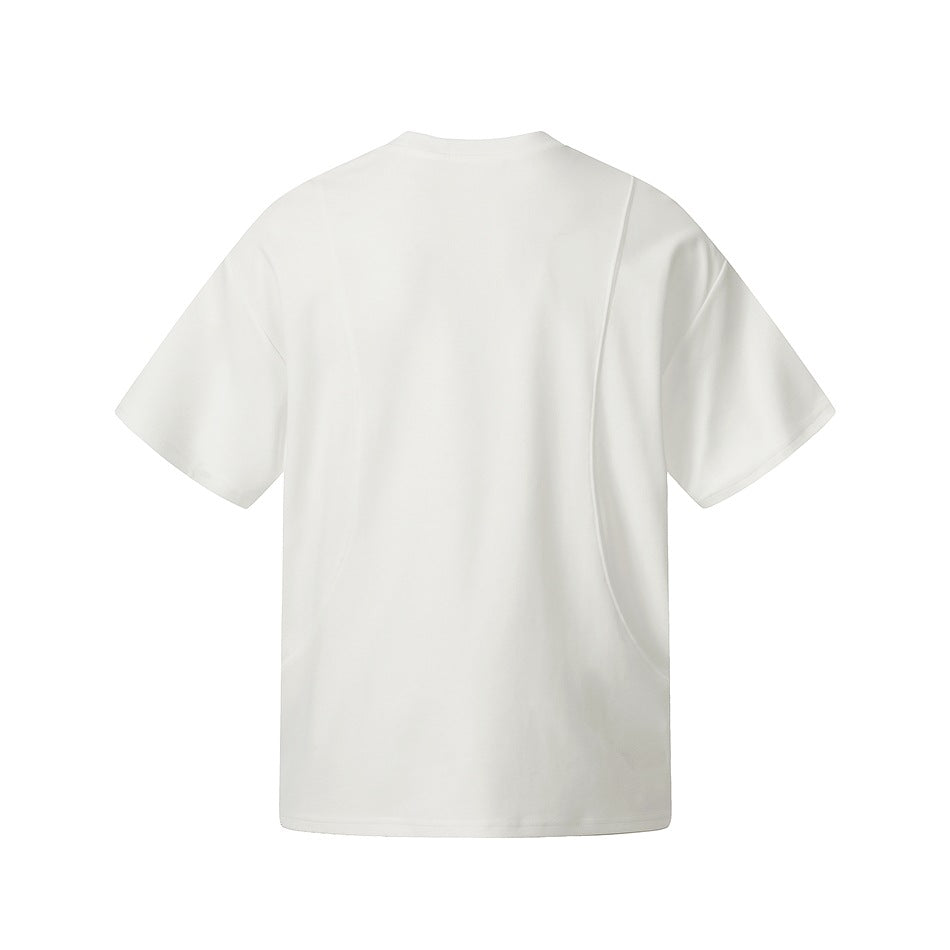 Back view of a plain white short-sleeve crew-neck T-shirt on a white background.