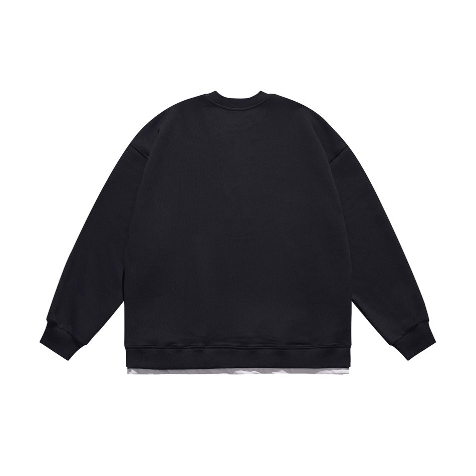 Plain black crewneck sweatshirt shown flat against a white background.