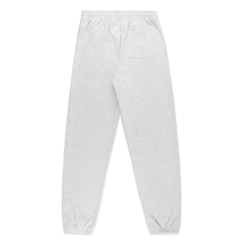 100% Cotton Sp5der Sweatpants for Men in light grey, featuring a relaxed fit, elastic waistband, cuffed ankles, “I Love Sp5der” graphic, and single right back pocket—ideal jogger pants to elevate your streetwear look.