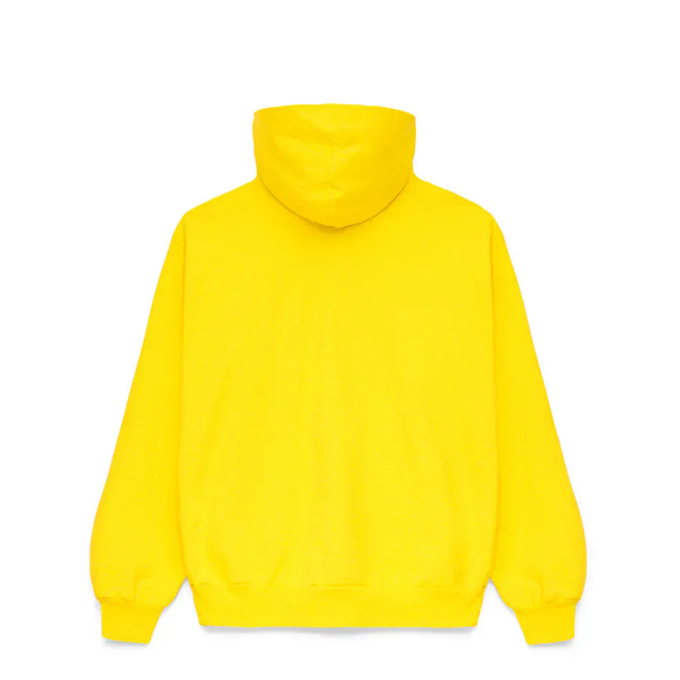 The Yellow Graphic Hoodie with Spider Web Print and Lettering features a comfort fit, long sleeves, and a bold back design—ideal for streetwear and easy to pair with any outfit.